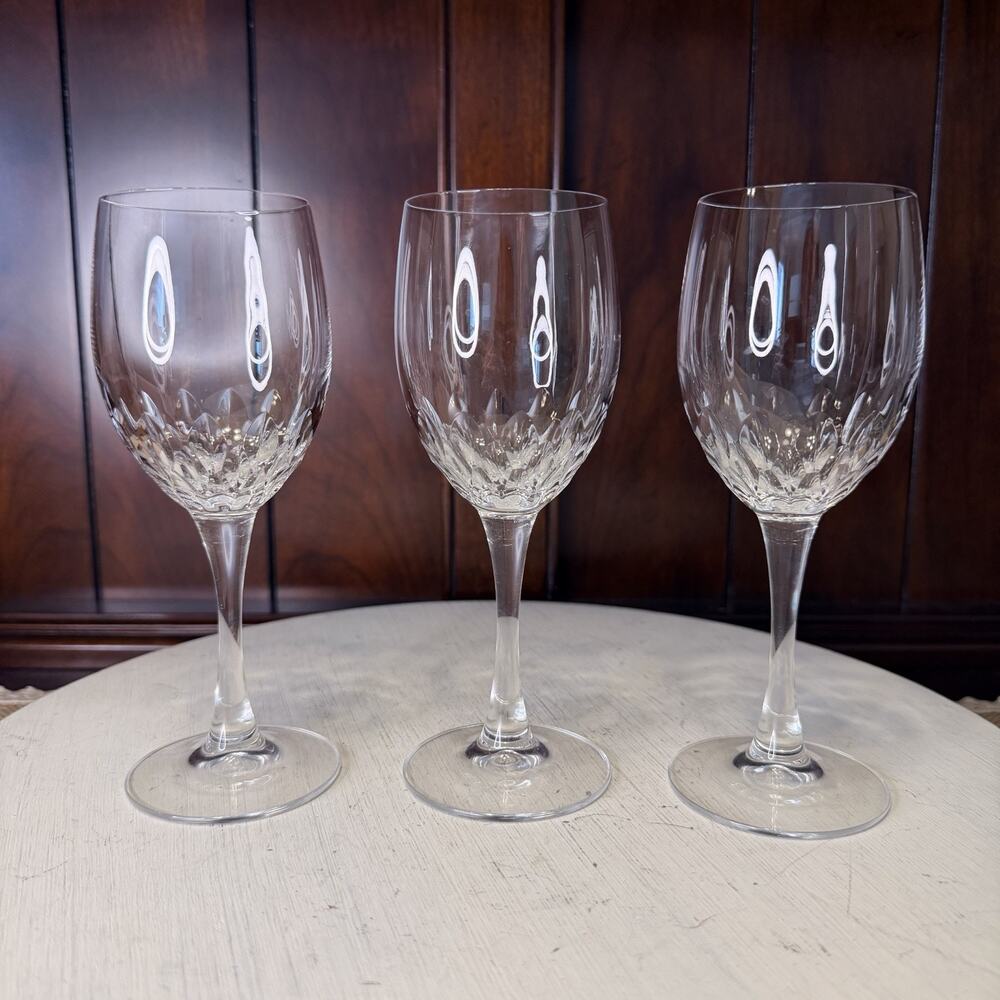 Cristal D'Arques Durand JUAN 6 3/4" Crystal Wine Glasses Water Goblets Set Of 3